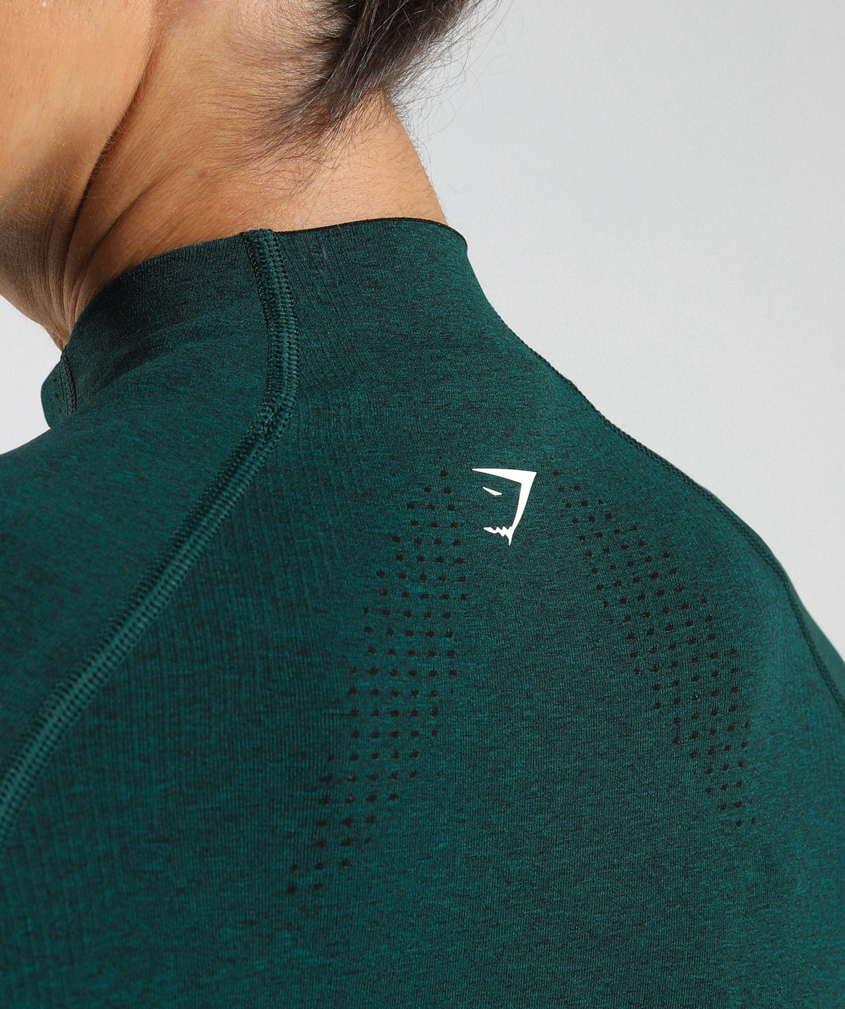 Gymshark Vital Seamless Midi Zip 2.0 Pullover - Deep Teal/ Marl