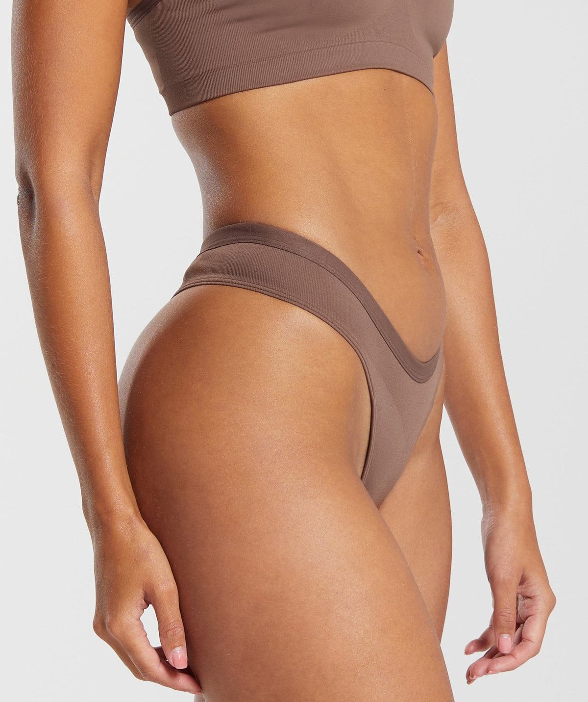 Gymshark Seamless Dipped Front Thong - Soft Brown