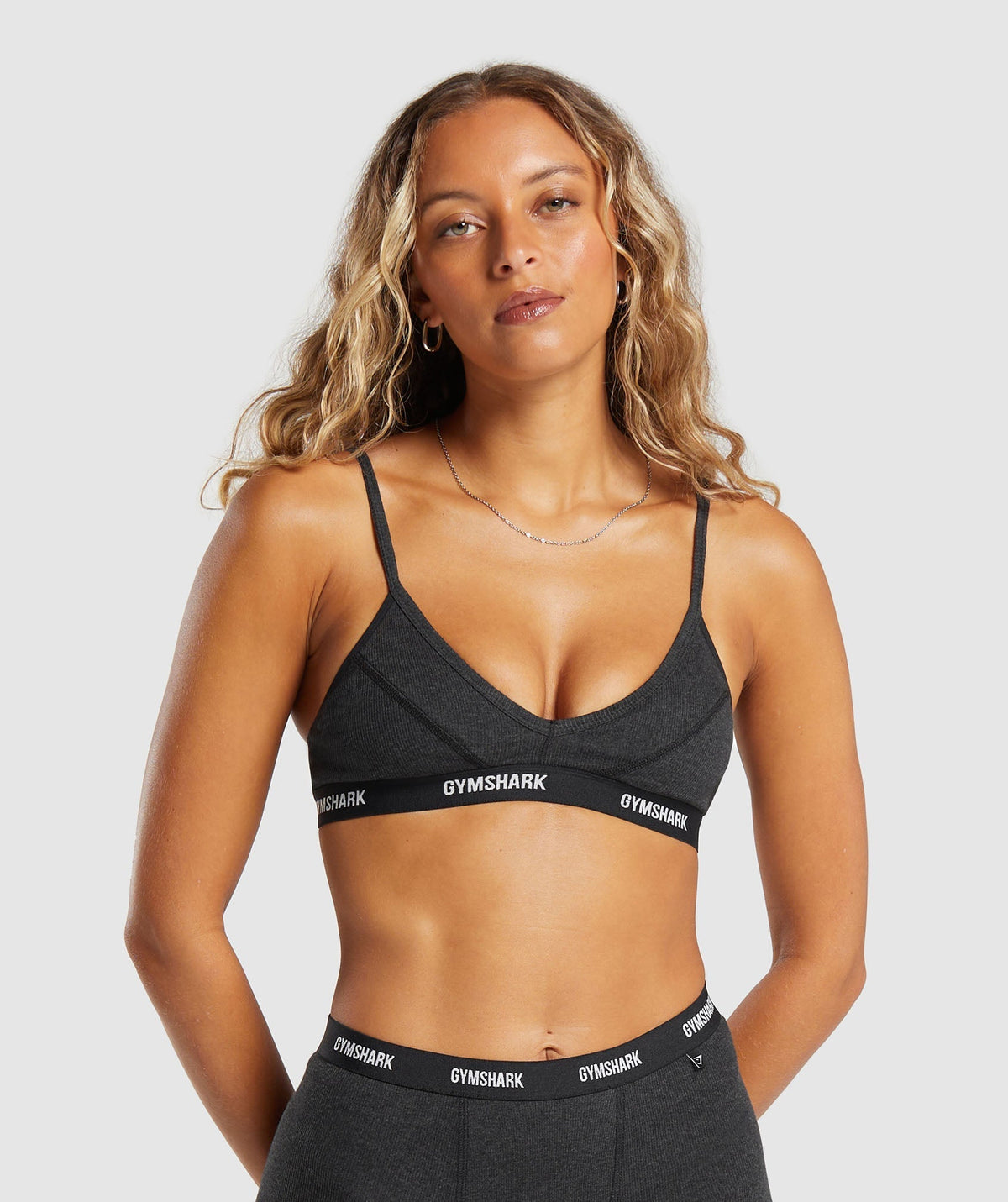 Gymshark Rib Bralette - Bros Midnight Black Marl