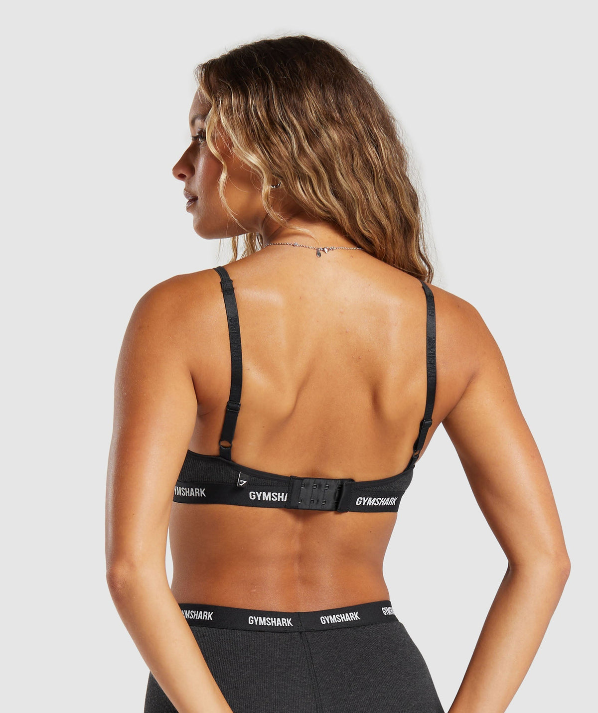 Gymshark Rib Bralette - Bros Midnight Black Marl