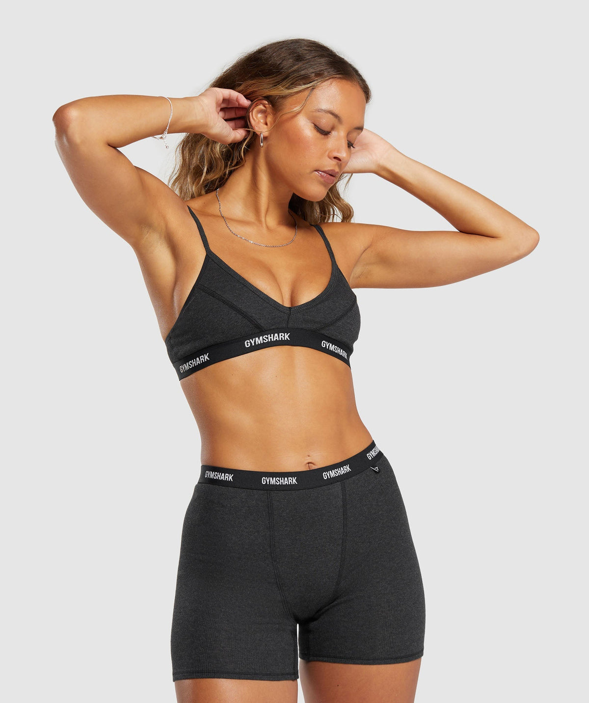 Gymshark Rib Shorts - Bros Midnight Black Marl