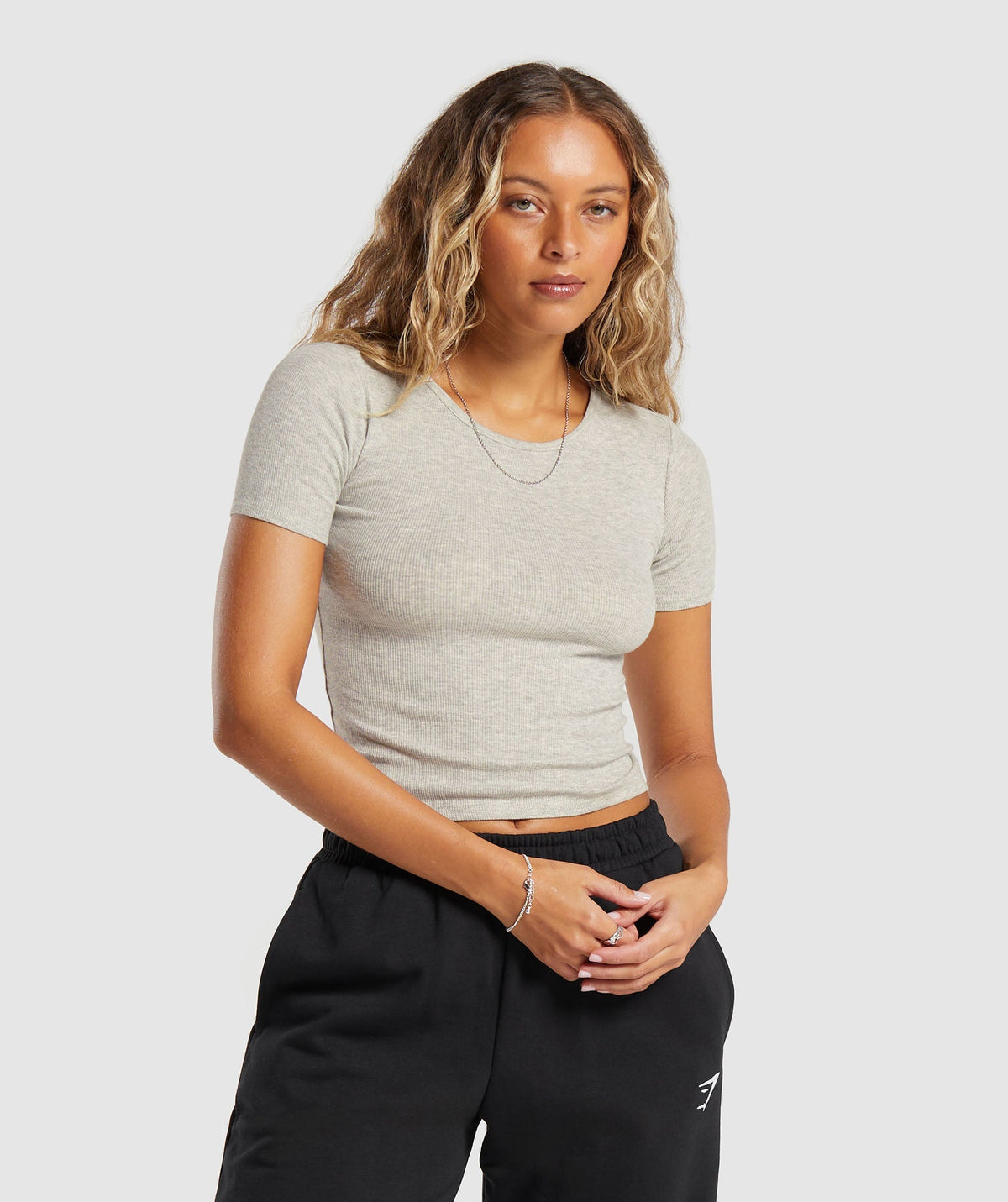 Gymshark Rib Tee - Stone Grey Marl