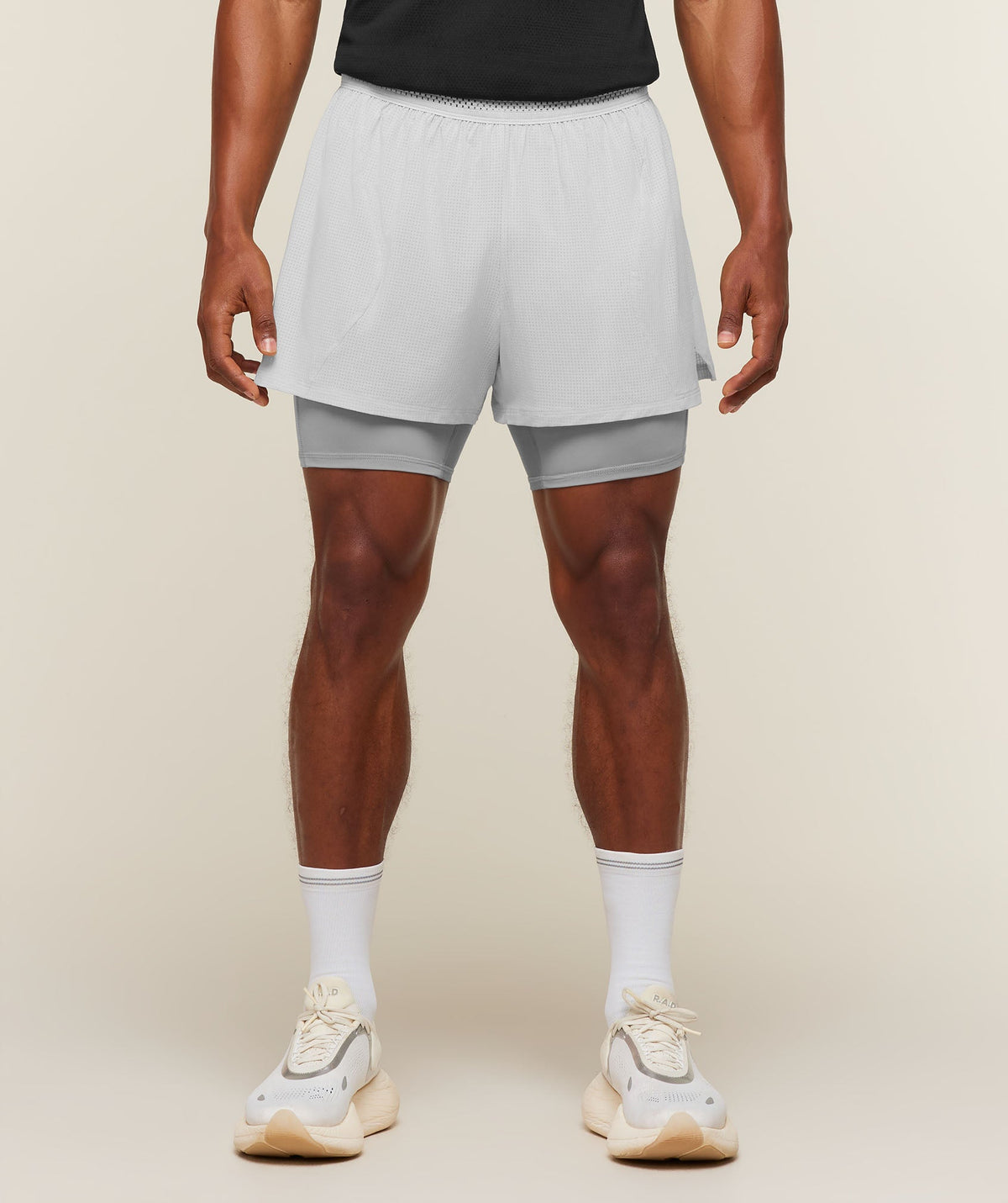 Gymshark Running 4" 2-in-1 Shorts - Light Grey/Smokey Grey