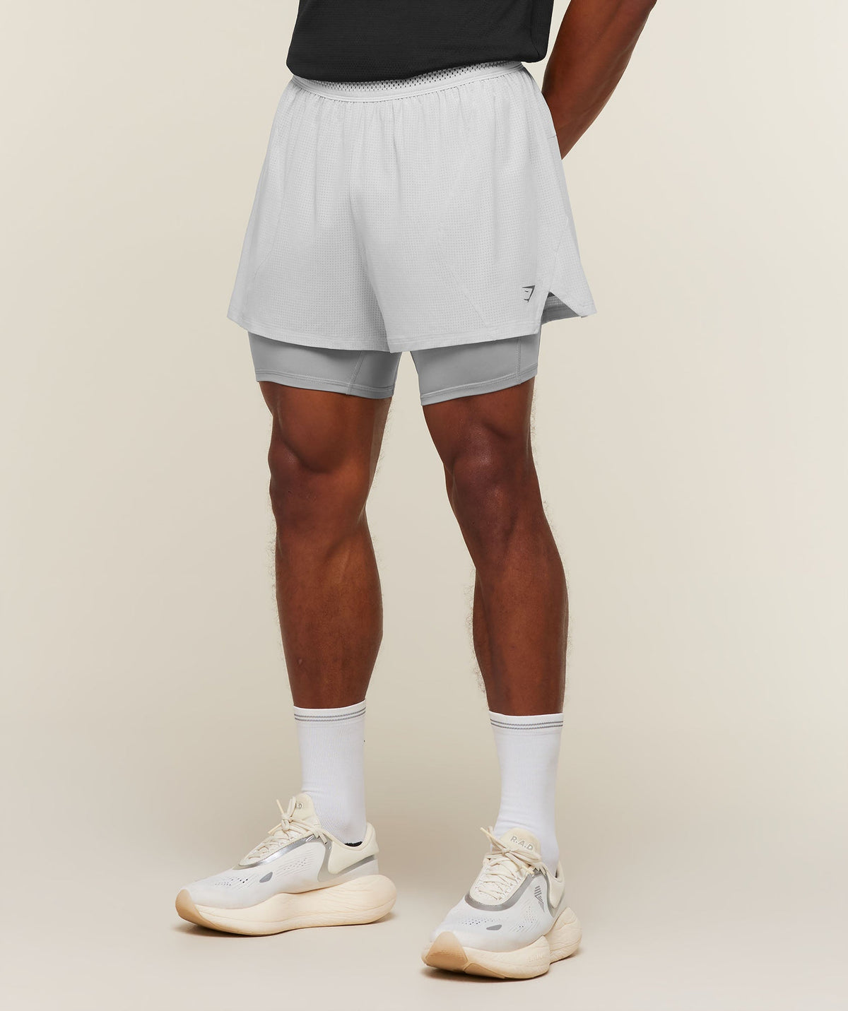 Gymshark Running 4" 2-in-1 Shorts - Light Grey/Smokey Grey