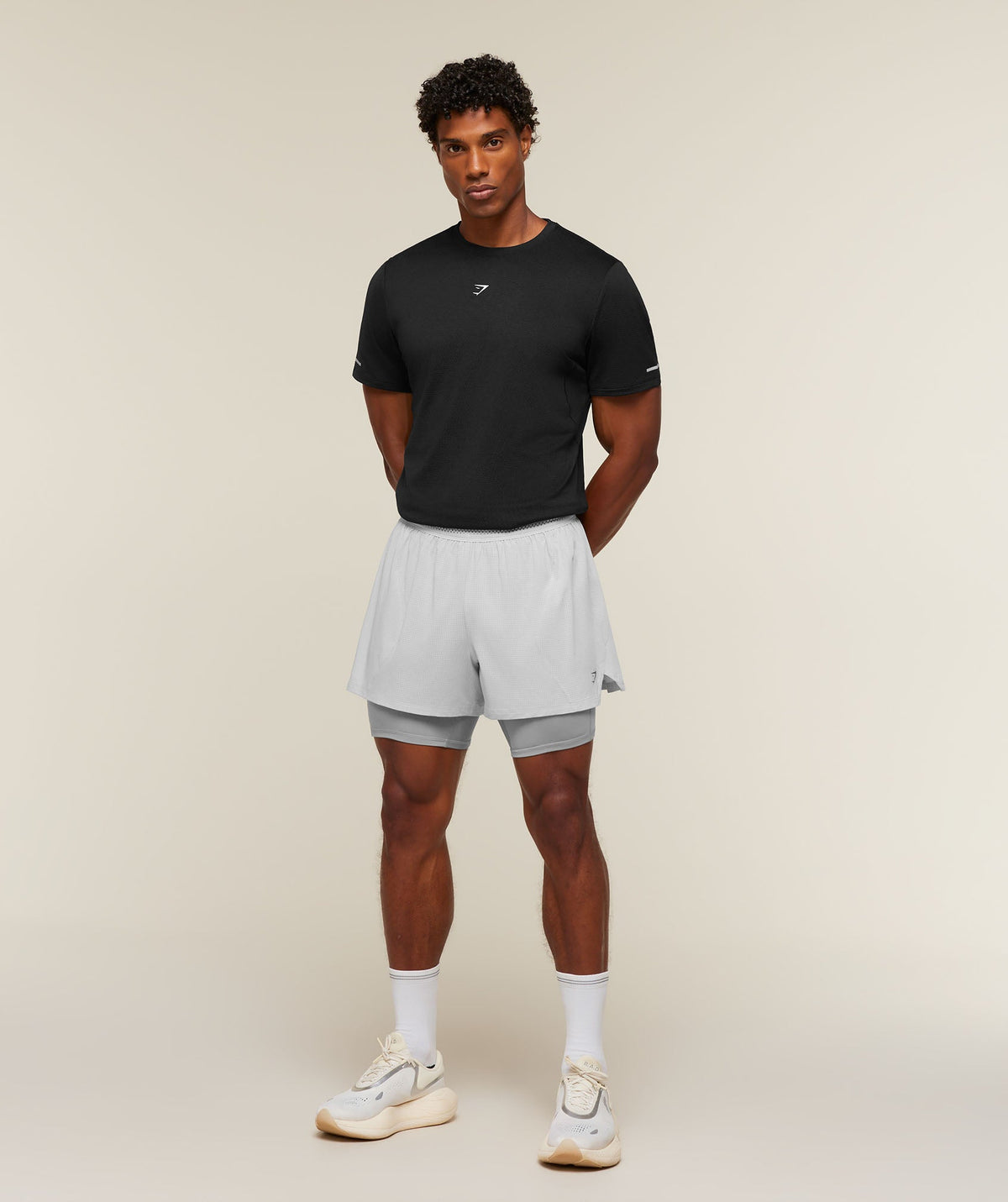 Gymshark Running 4" 2-in-1 Shorts - Light Grey/Smokey Grey