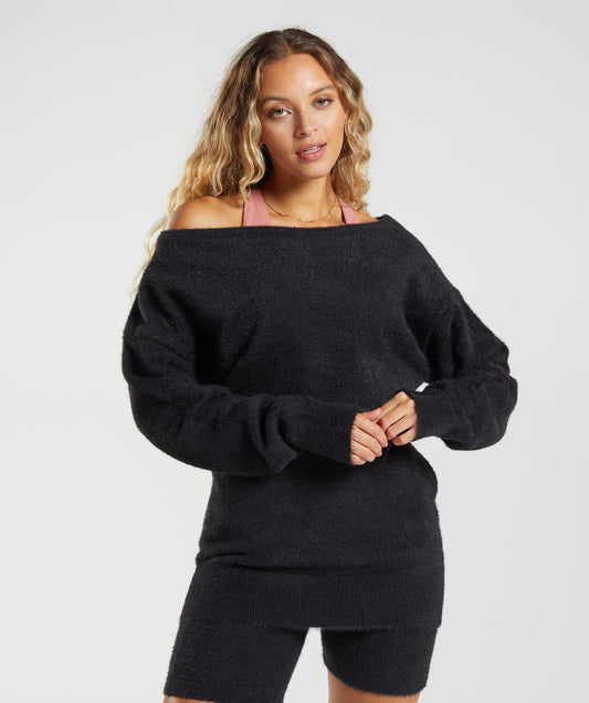 Gymshark Whitney Oversized Eyelash Knit Sweater - Black