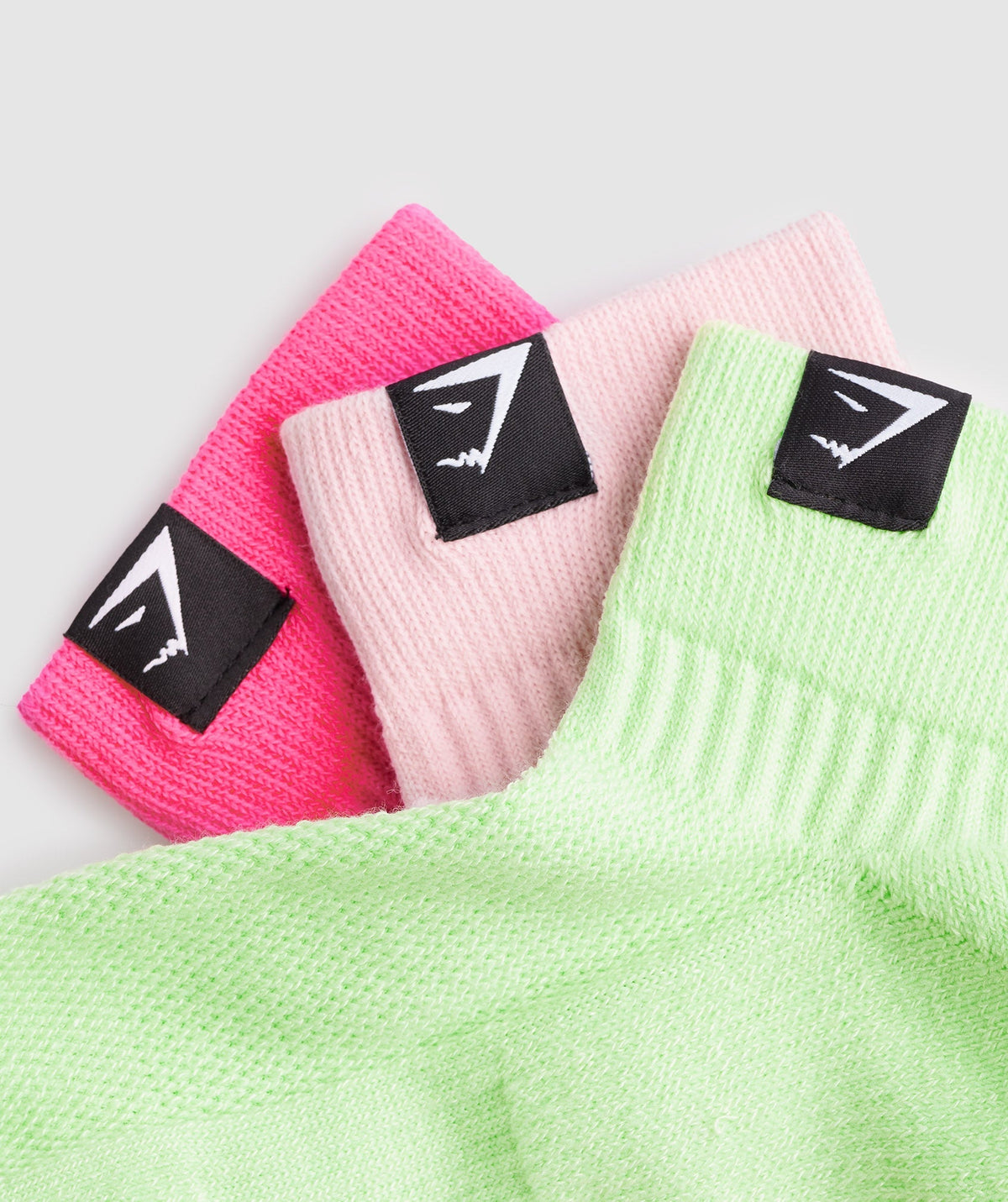 Gymshark Quarter Socks 3pk - Kiwi Green/Sweet Pink/Fluo Fuchsia