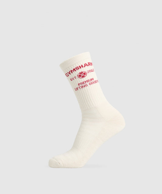 Gymshark Weight Plate Crew Sock Single - Oat White