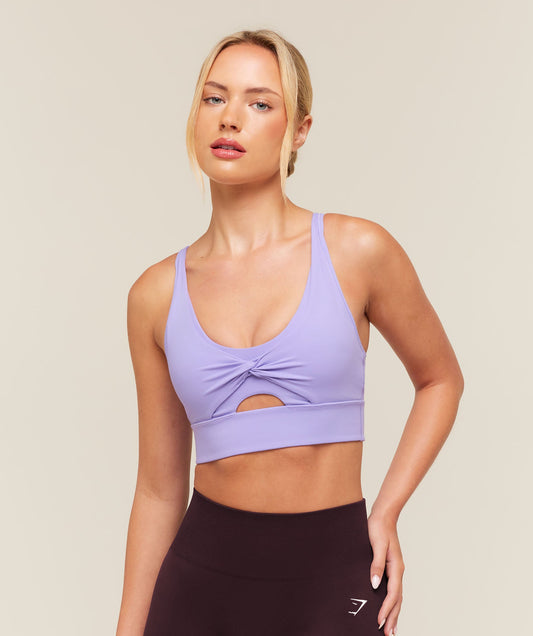 Gymshark Medium Support Twist Front Sports Bra - Pace Purple