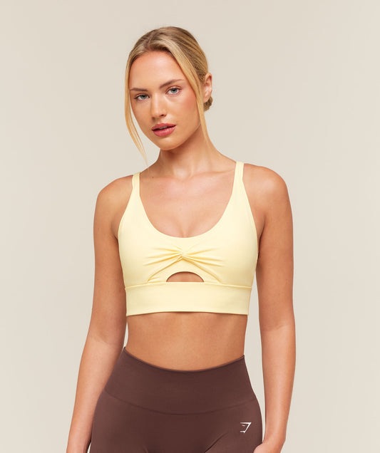 Gymshark Medium Support Twist Front Sports Bra - Butter Yellow