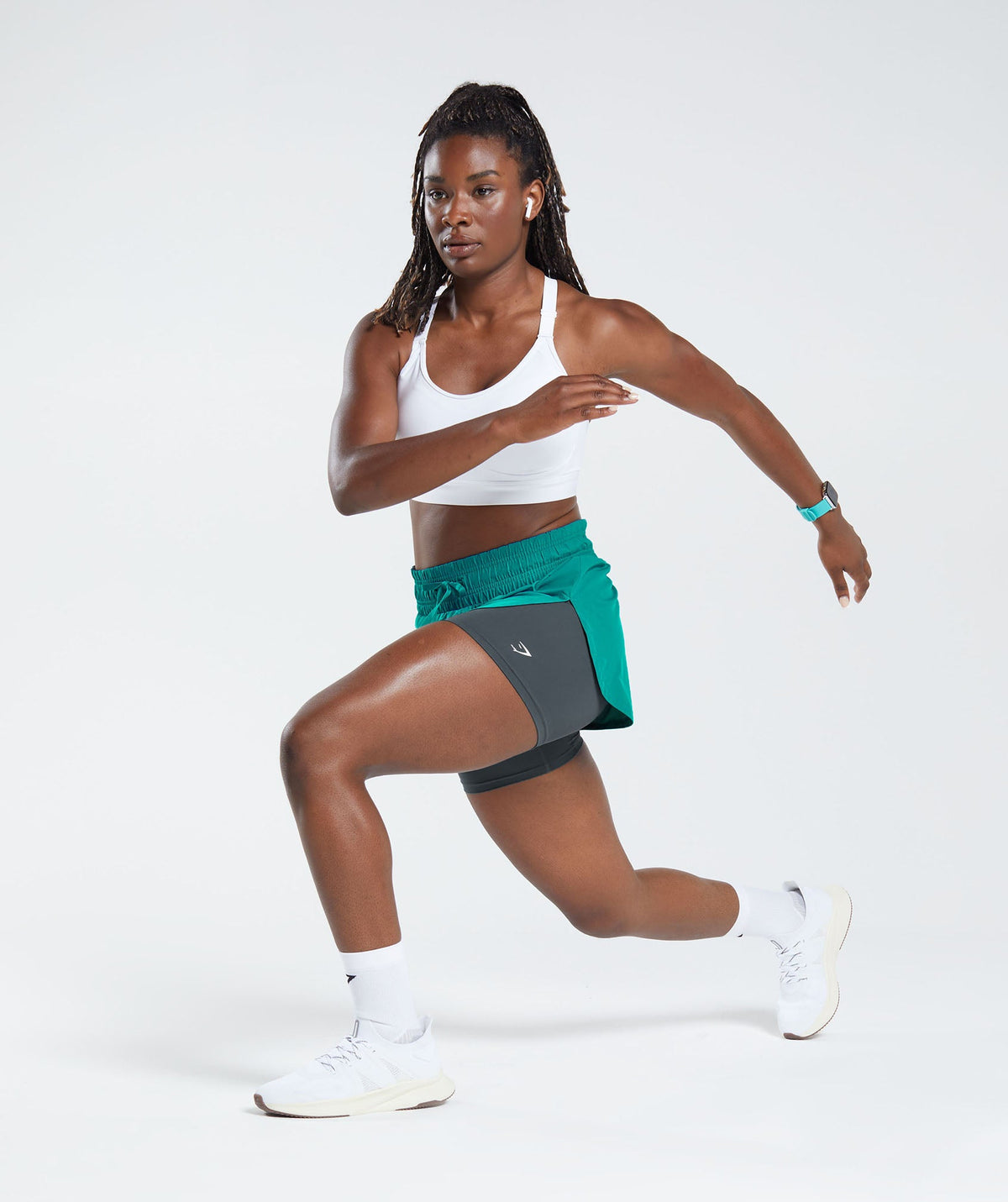 Gymshark RUNNING 2 IN 1 SHORTS - Seafoam Blue/Smokey Teal