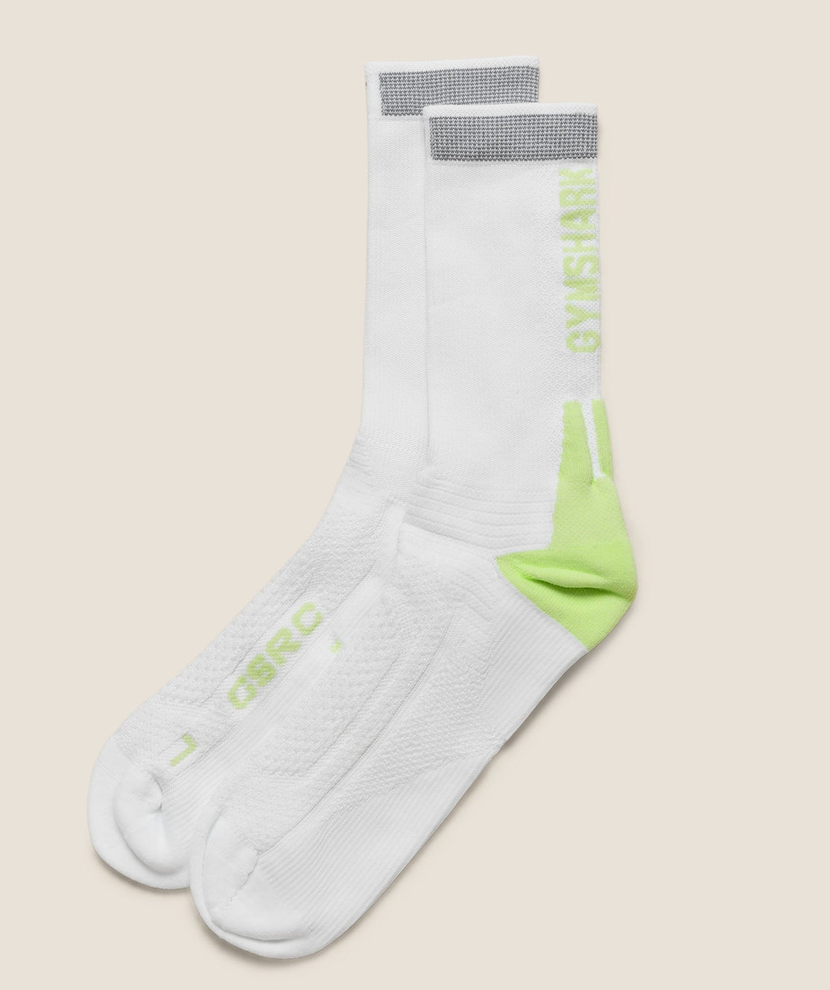 Gymshark Running Elite Crew Sock Single - White/Pace Green
