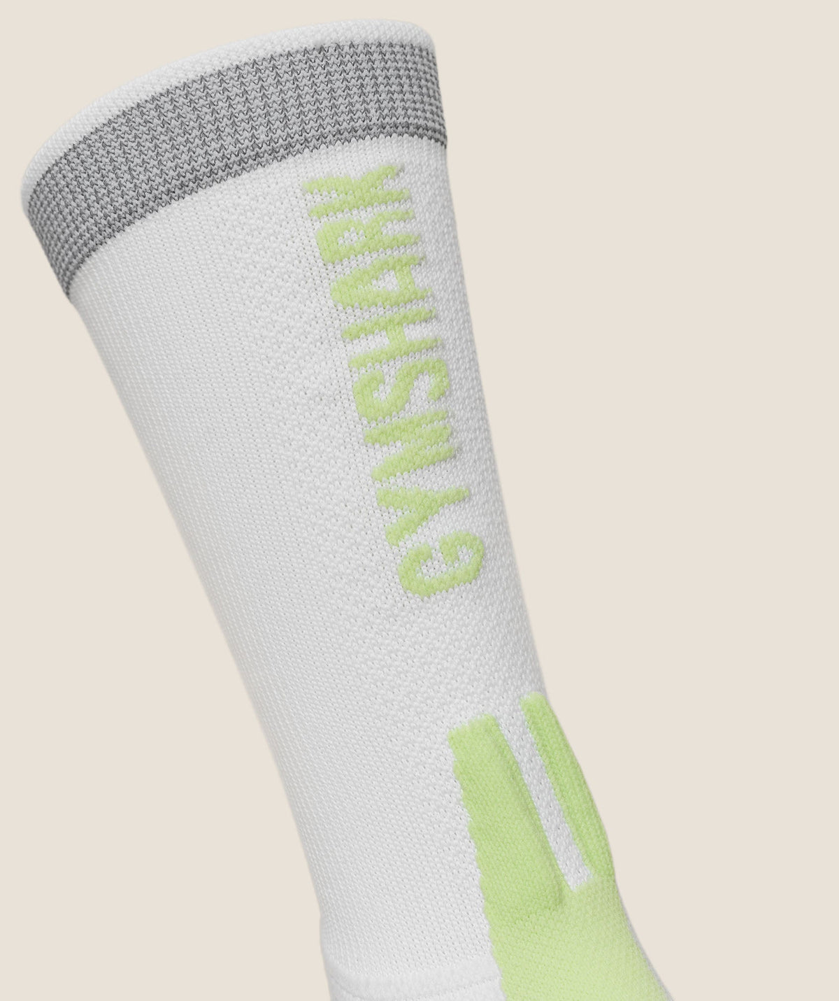 Gymshark Running Elite Crew Sock Single - White/Pace Green