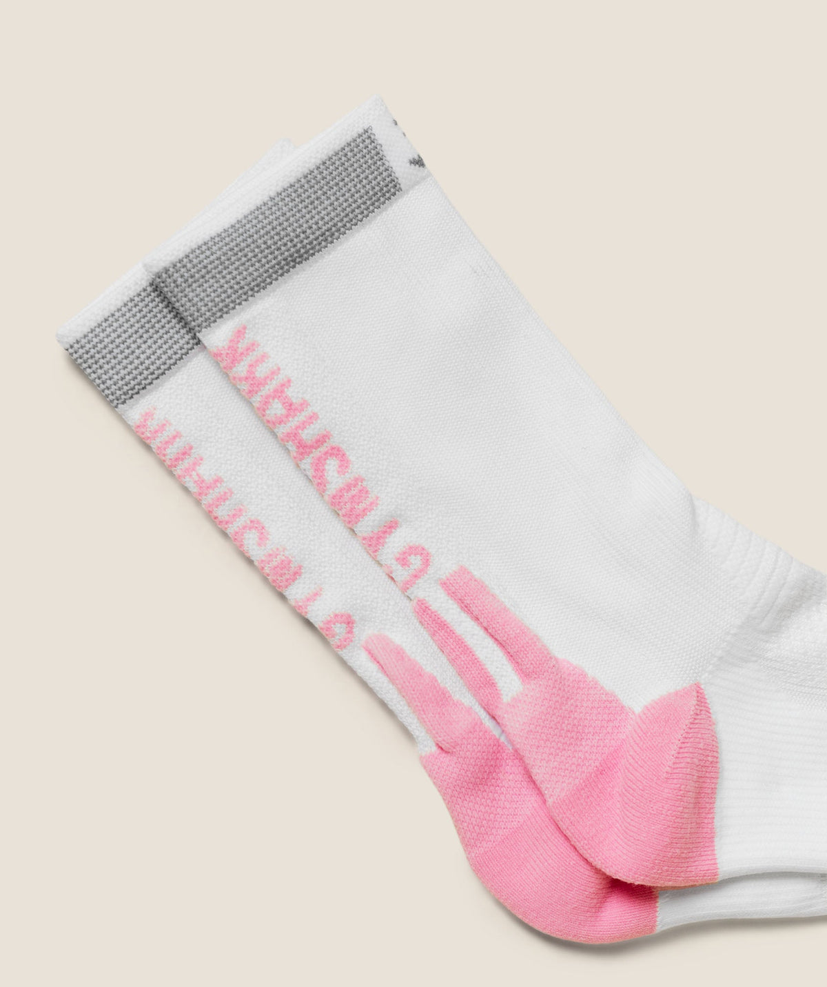 Gymshark Running Elite Crew Sock Single - White/Poise Pink