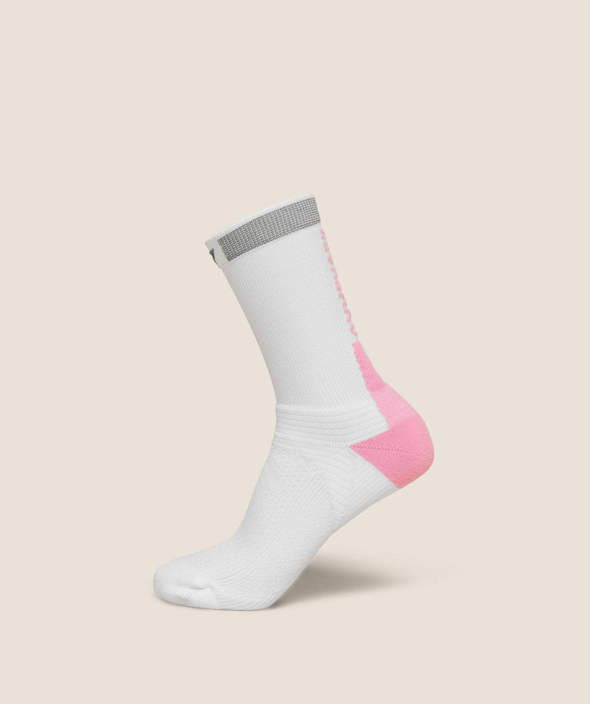 Gymshark Running Elite Crew Sock Single - White/Poise Pink