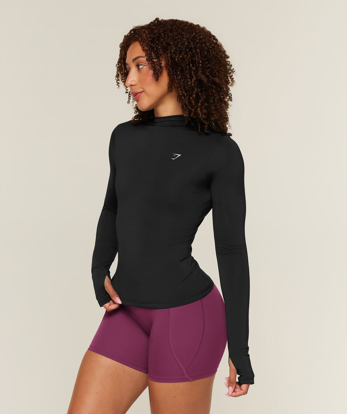 Gymshark Running High Neck Long Sleeve Top - Black