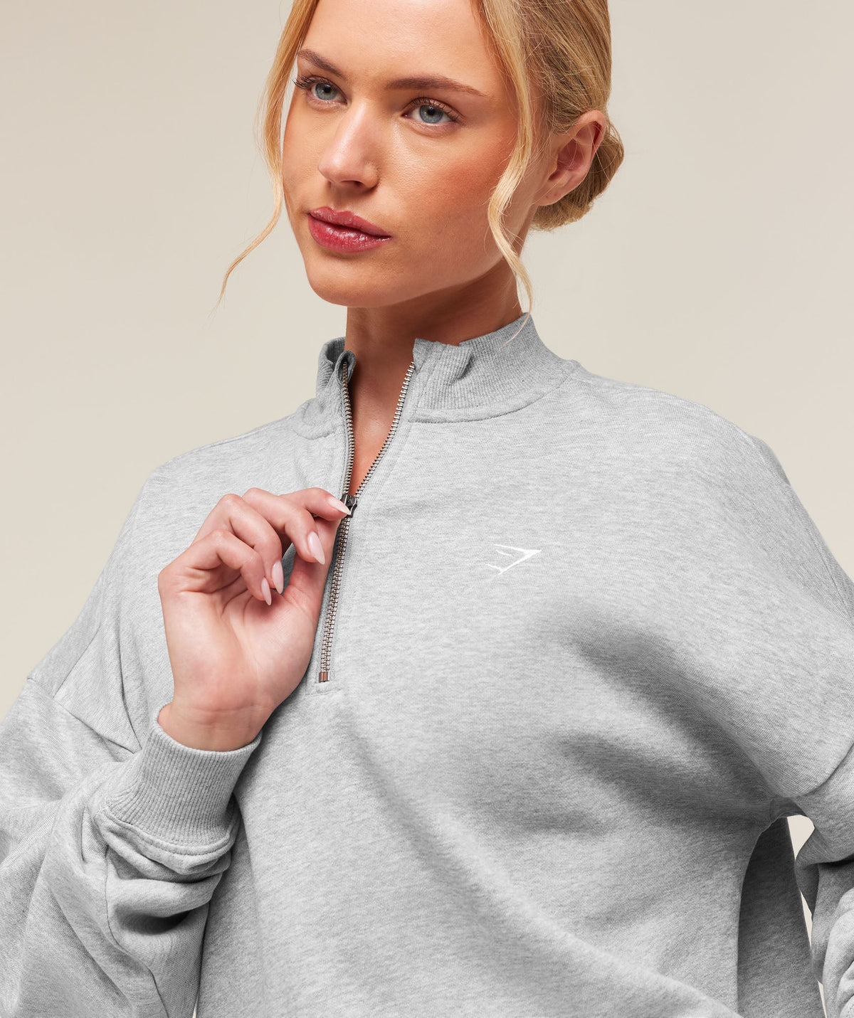 Gymshark Training Oversized 1/4 Zip - Light Grey Core Marl