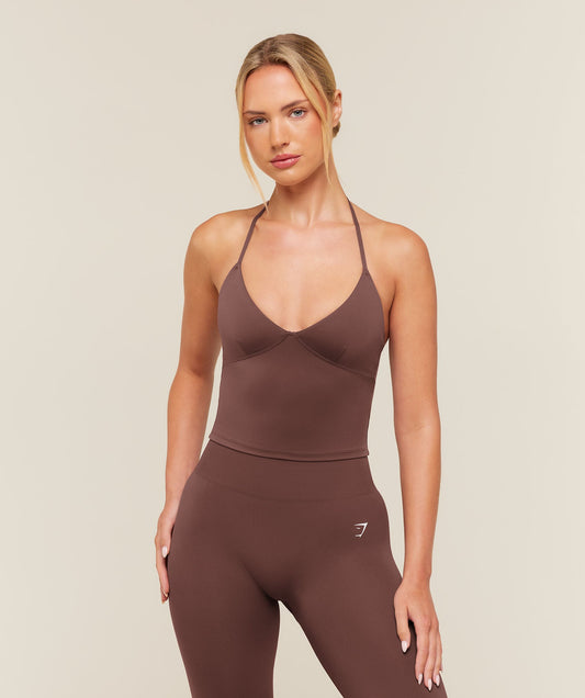 Gymshark Training Scoop Back Halterneck - Espresso Brown