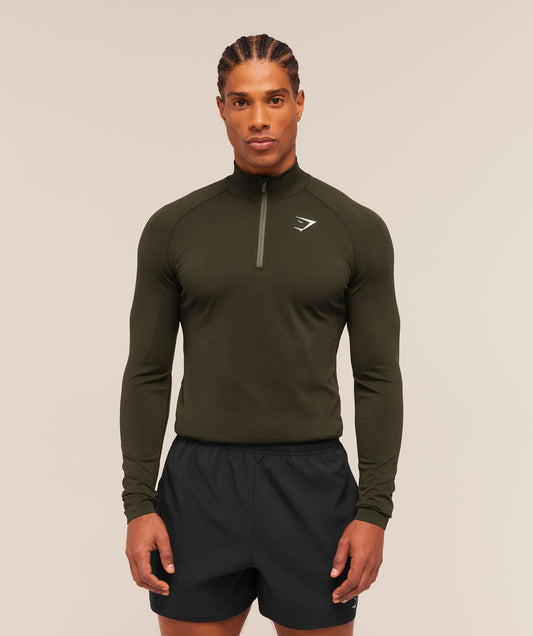 Gymshark Vital Seamless 1/4 Zip - Strength Green/Canvas Green