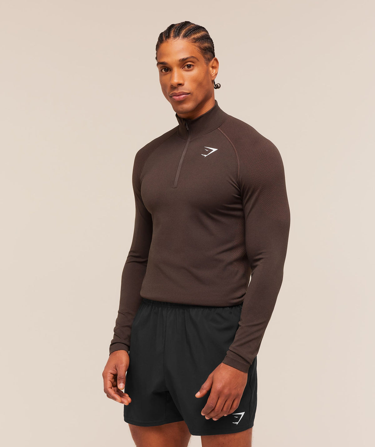 Gymshark Vital Seamless 1/4 Zip - Walnut Brown/Espresso Brown