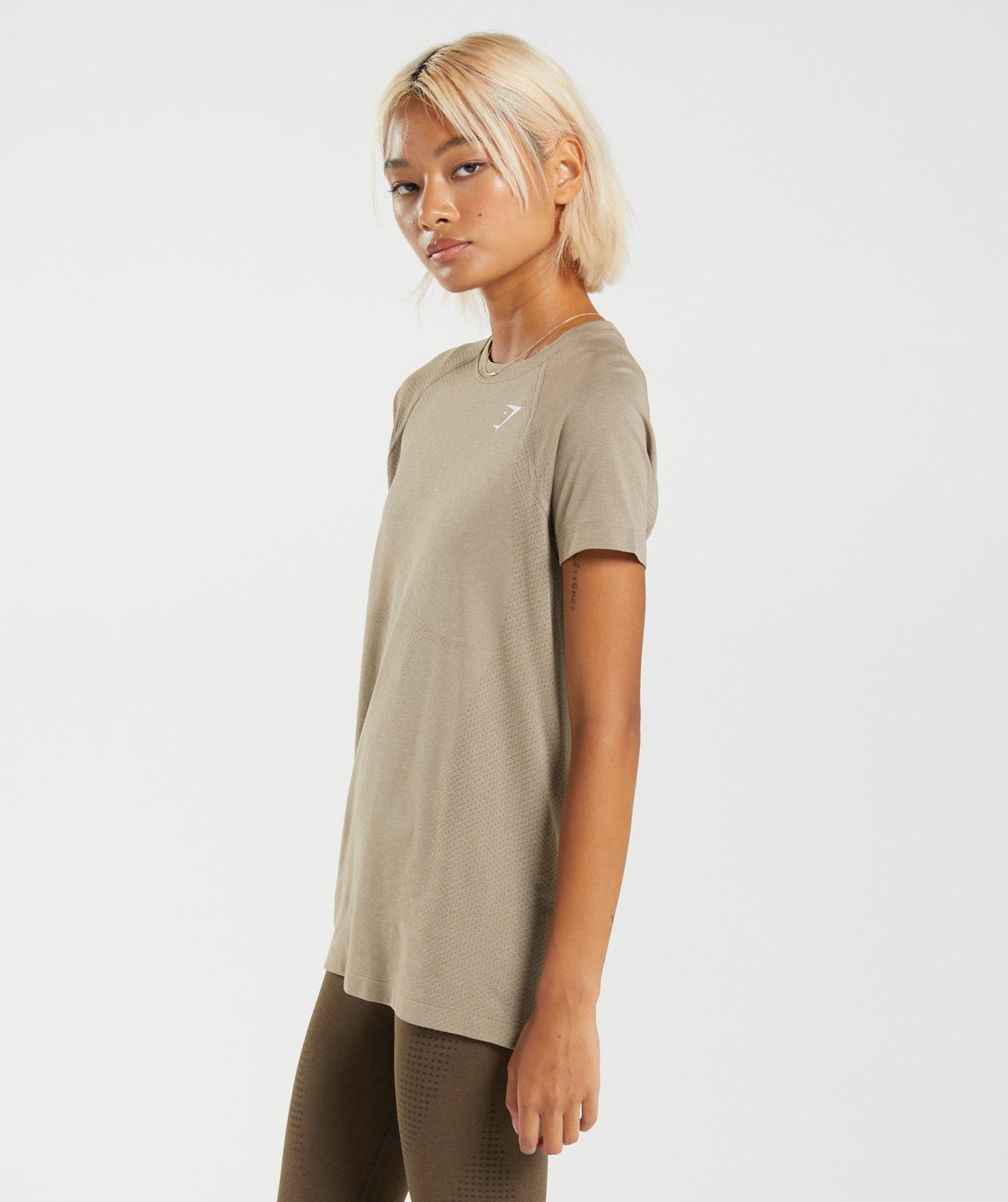 Gymshark Vital Seamless 2.0 Light Tee - Vanilla Brown Marl