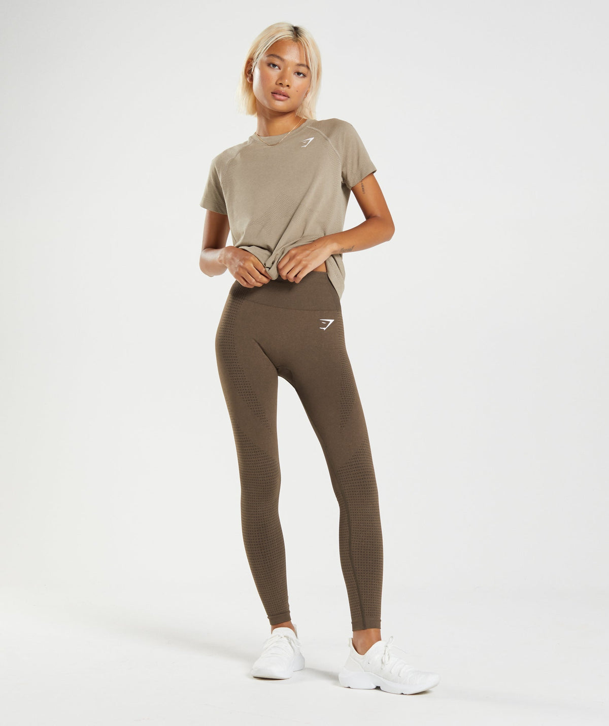 Gymshark Vital Seamless 2.0 Light Tee - Vanilla Brown Marl
