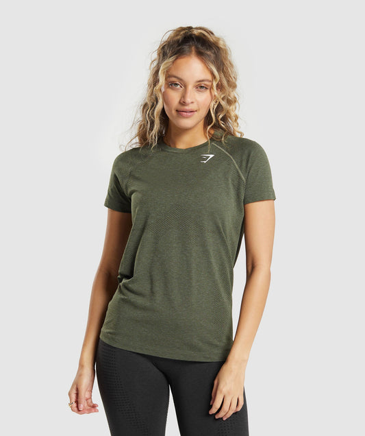 Gymshark Vital Seamless 2.0 Light Tee - Base Green/ Marl