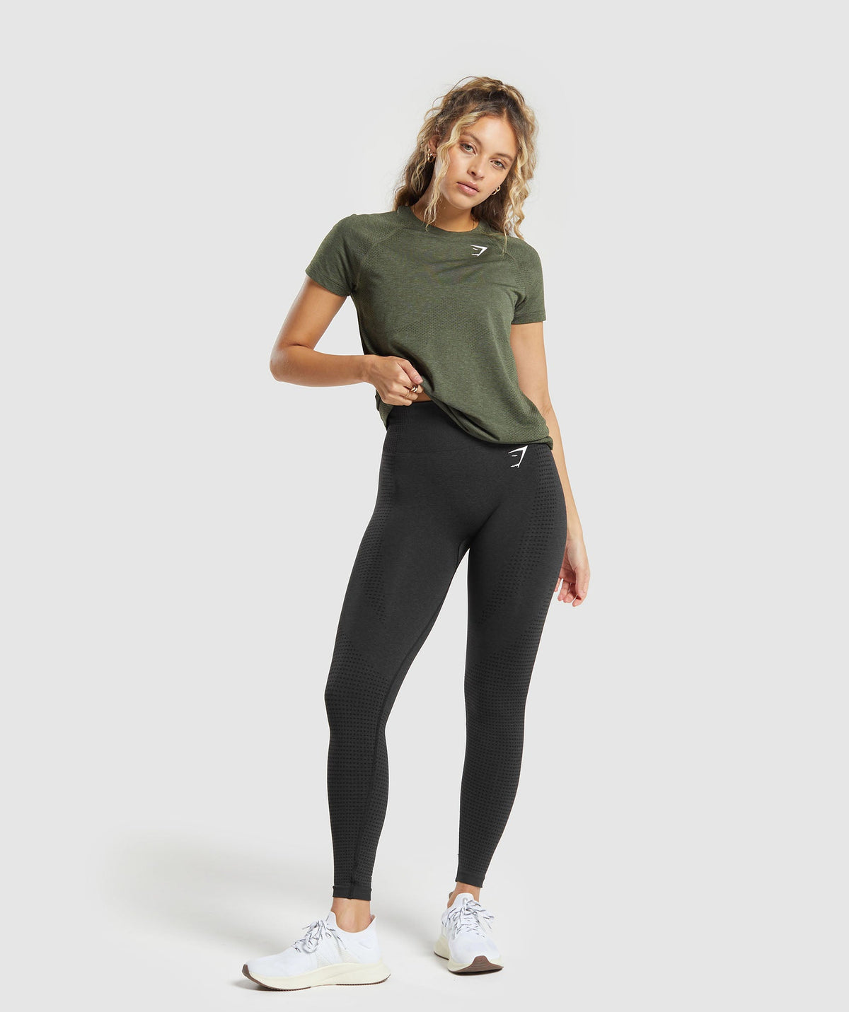 Gymshark Vital Seamless 2.0 Light Tee - Base Green/ Marl