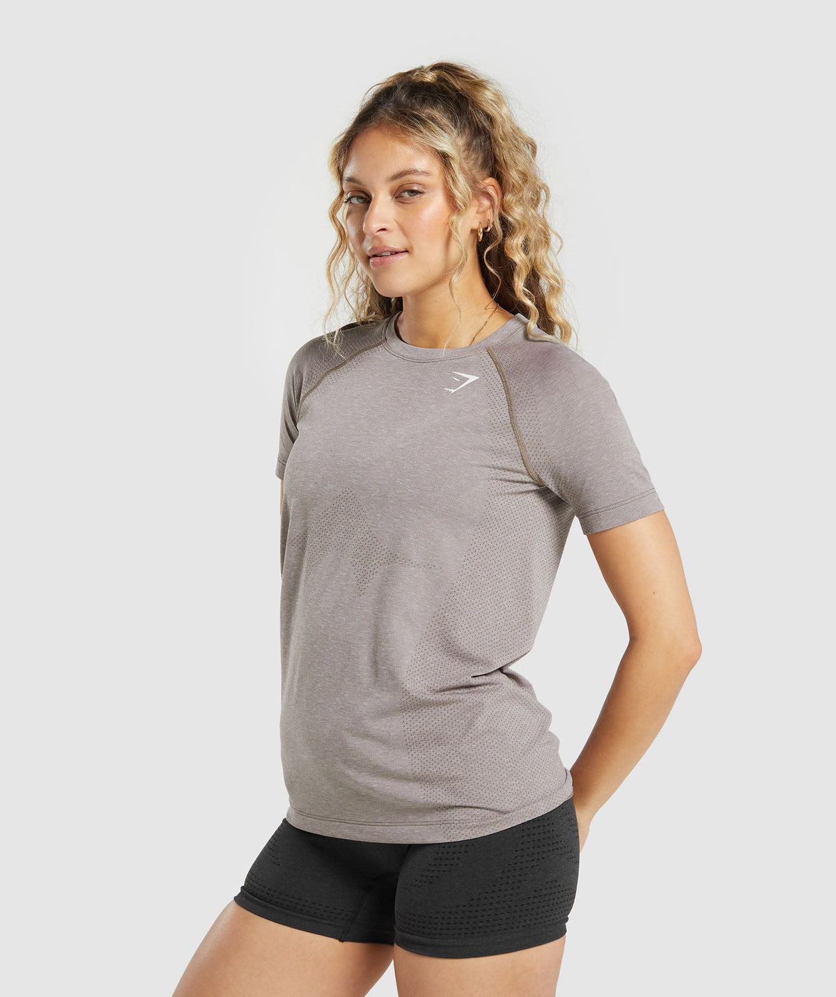 Gymshark Vital Seamless 2.0 Light Tee - Warm Taupe Marl