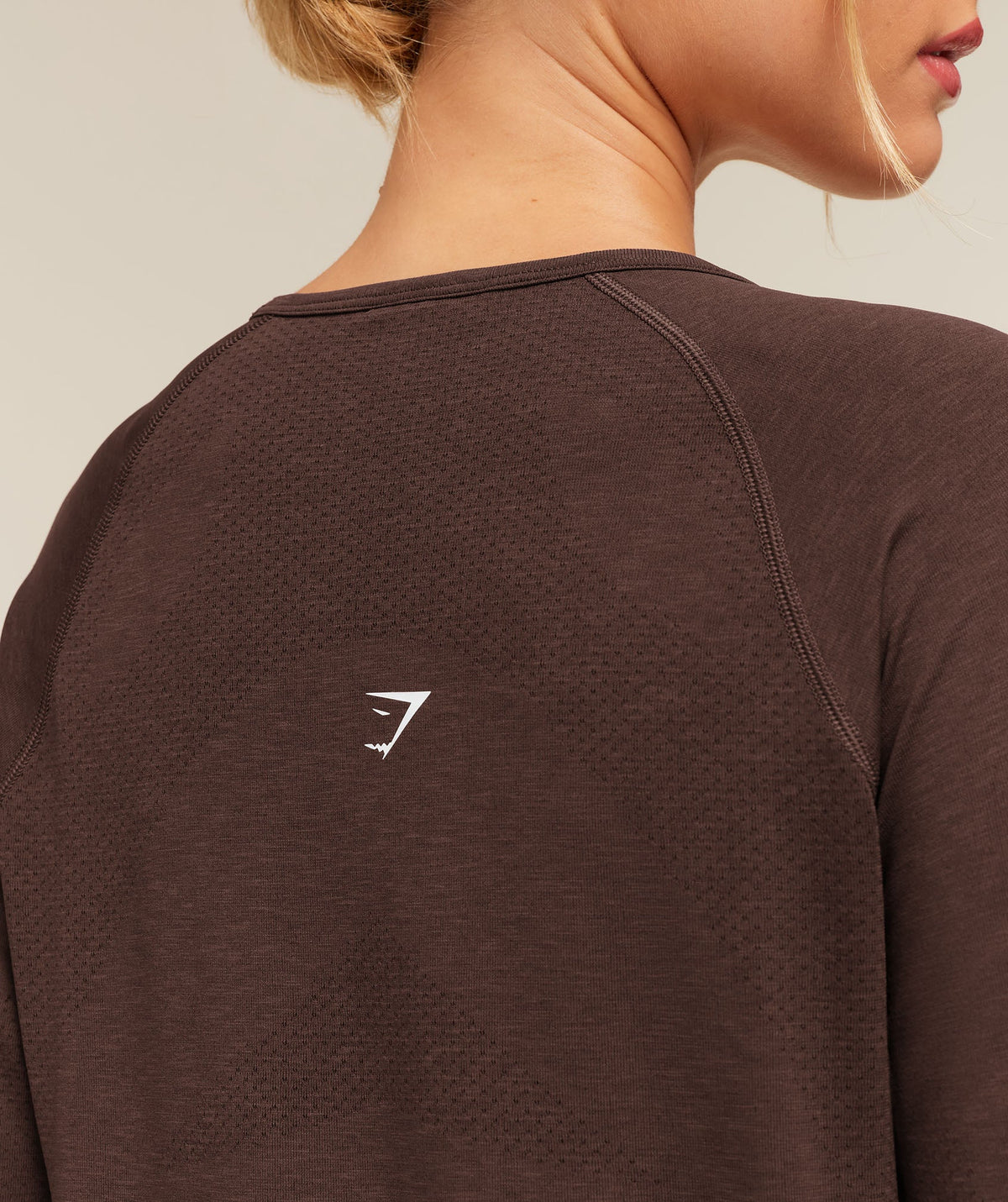 Gymshark Vital Seamless 2.0 Light Long Sleeve Top - Rich Espresso Brown/Marl