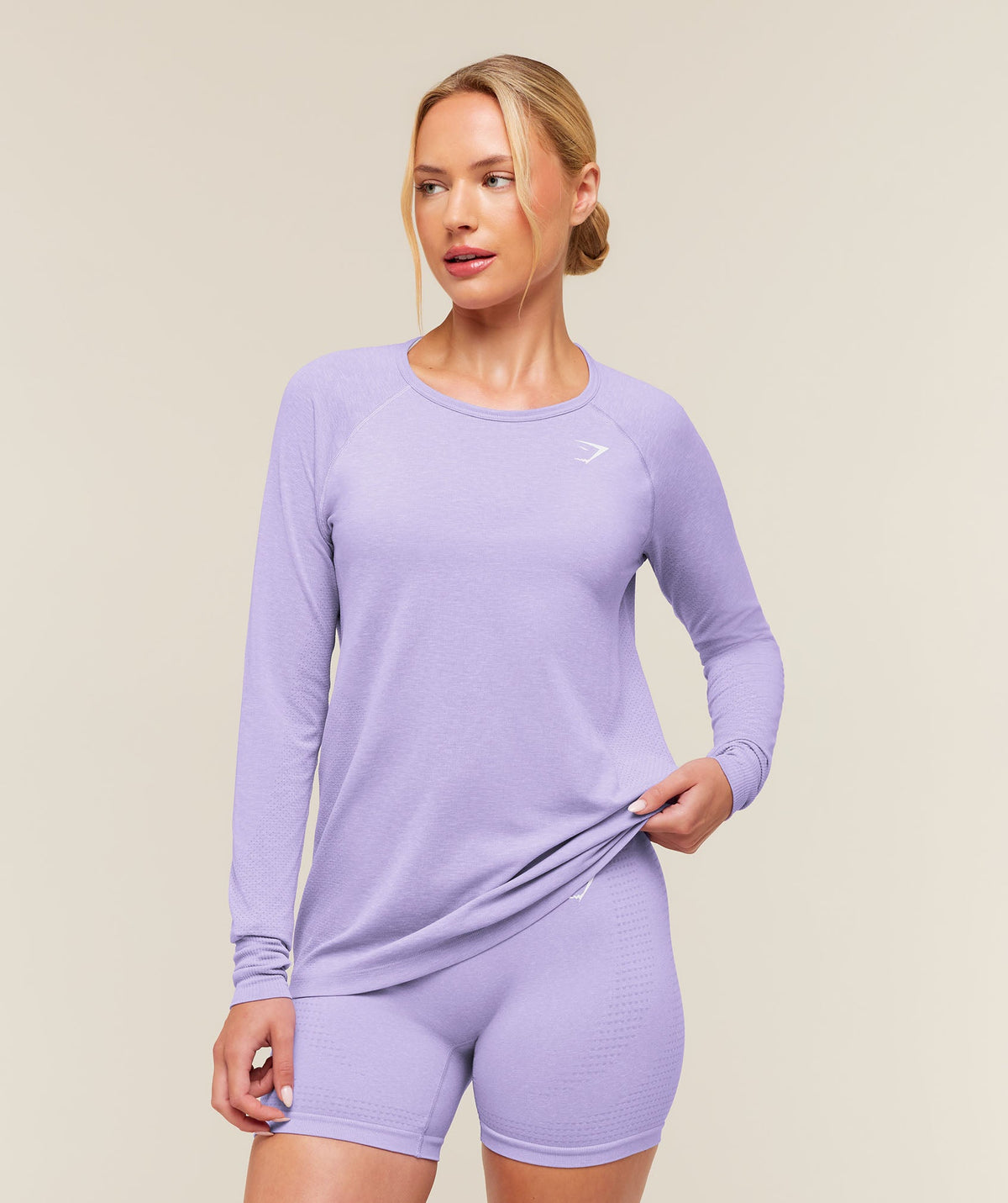 Gymshark Vital Seamless 2.0 Light Long Sleeve Top - Pace Purple/Marl