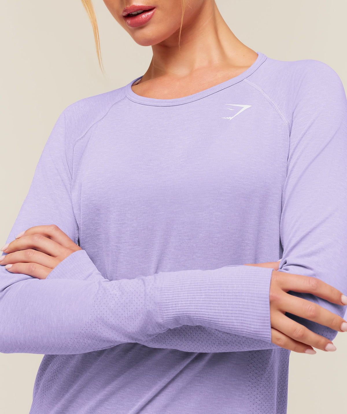 Gymshark Vital Seamless 2.0 Light Long Sleeve Top - Pace Purple/Marl