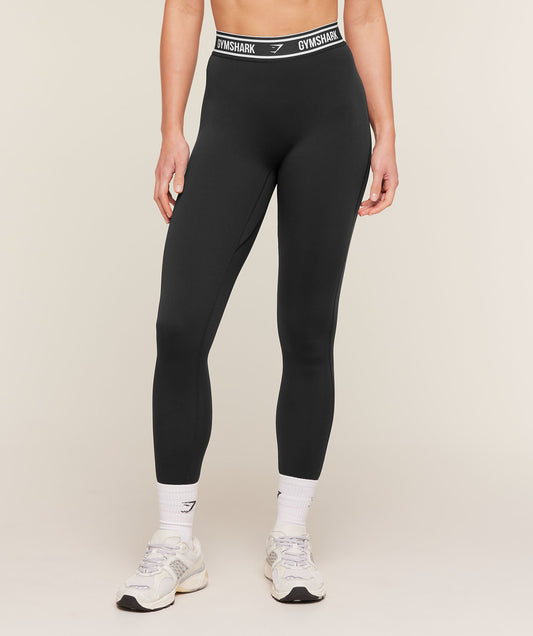 Gymshark Waistband Logo Leggings - Black