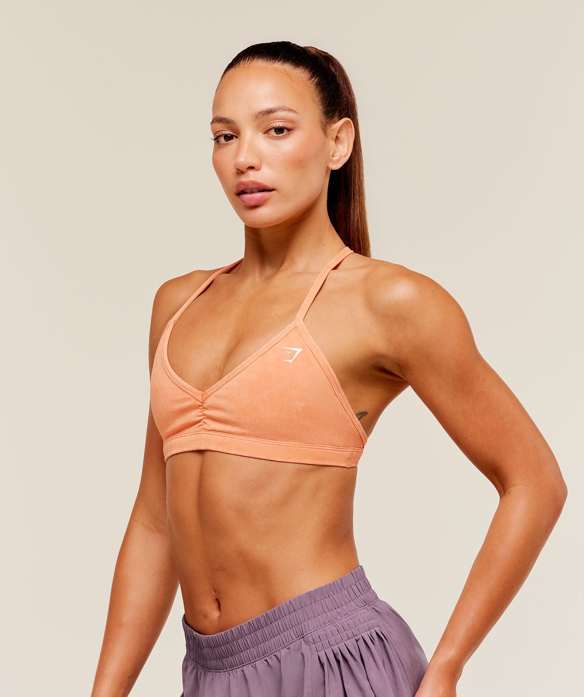 Gymshark Washed Minimal Sports Bra - Dayglow Peach/Wash