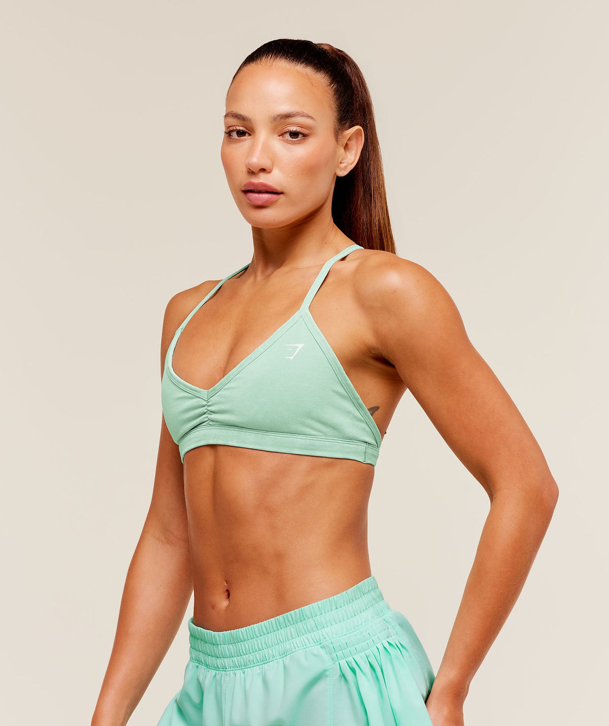 Gymshark Washed Minimal Sports Bra - Pop Turquoise/Wash
