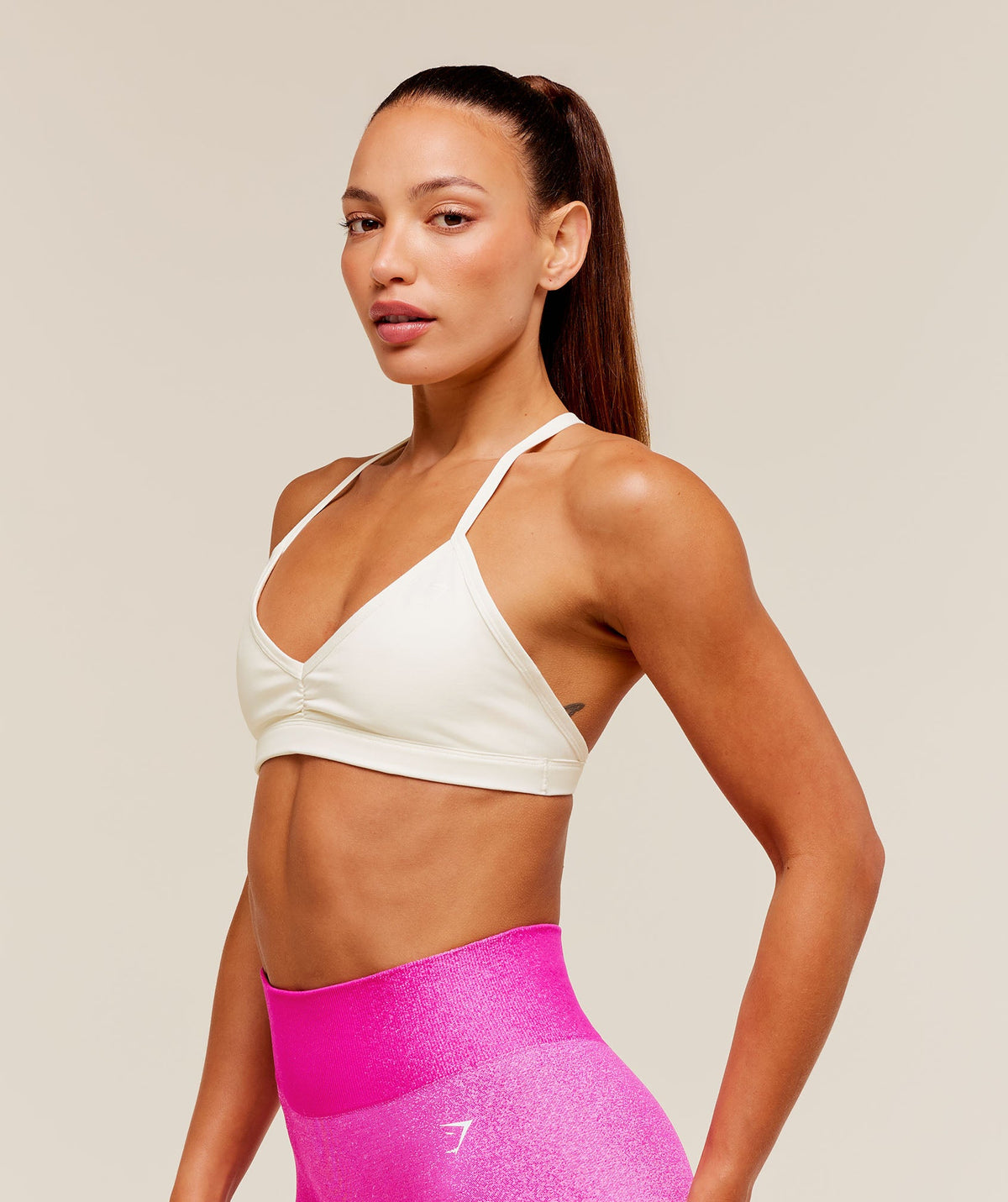 Gymshark Washed Minimal Sports Bra - Soft White/Wash