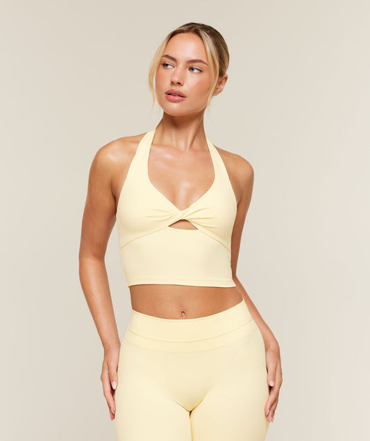 Gymshark Whitney Twist Front Shelf Tank - Butter Yellow