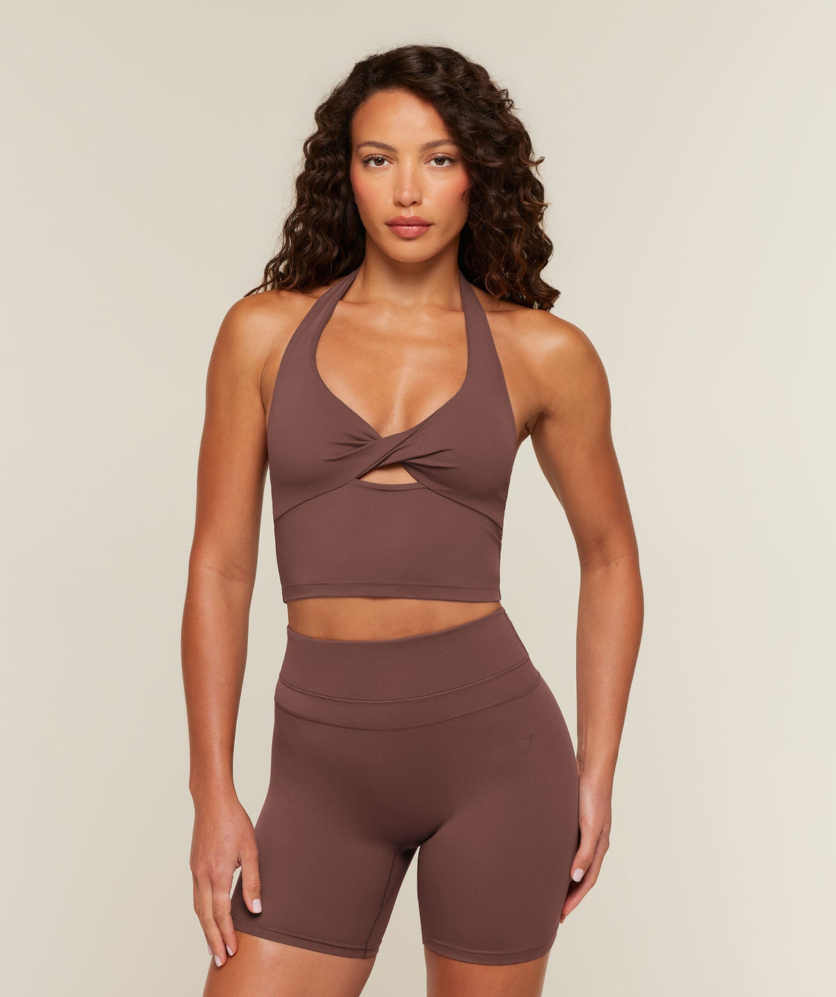Gymshark Whitney Twist Front Shelf Tank - Espresso Brown