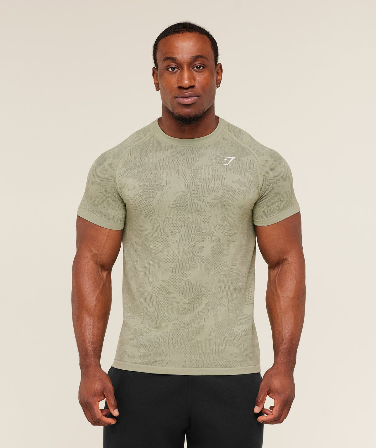 Gymshark Geo Seamless Tee - Haze Green/Unit Green