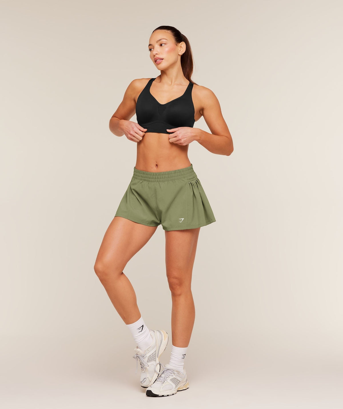 Gymshark Flutter Woven Shorts - Grounded Green