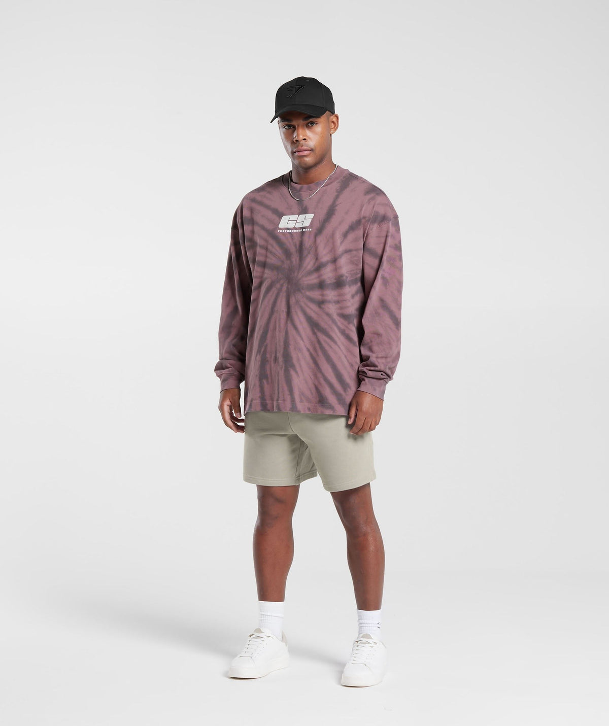 Gymshark Rest Day Long Sleeve Tee - Dusty Maroon/Silhouette Grey/Spiral Optic Wash