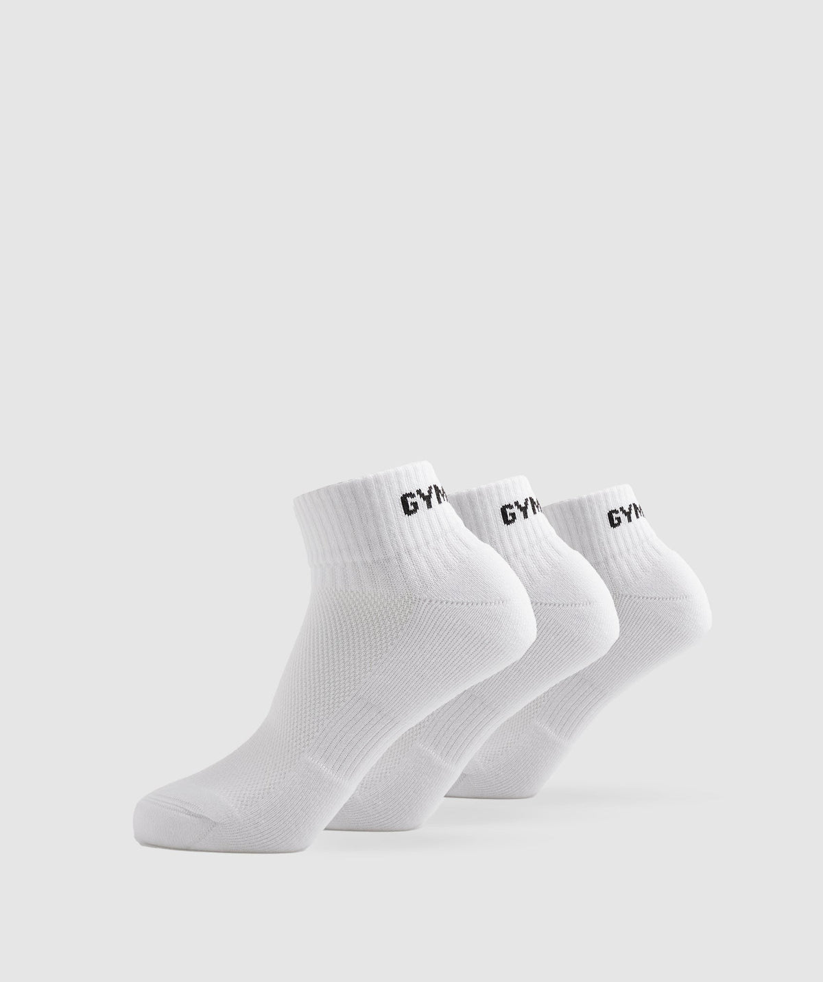 Gymshark GS Jacquard Quarter Socks 3pk - White