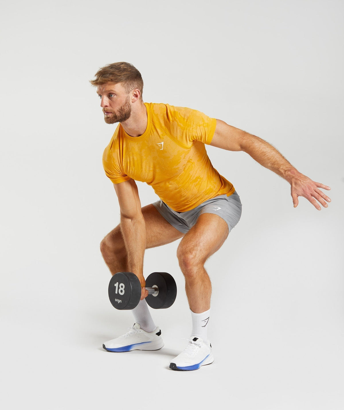 Gymshark Geo Seamless Tee - Sunny Yellow/White