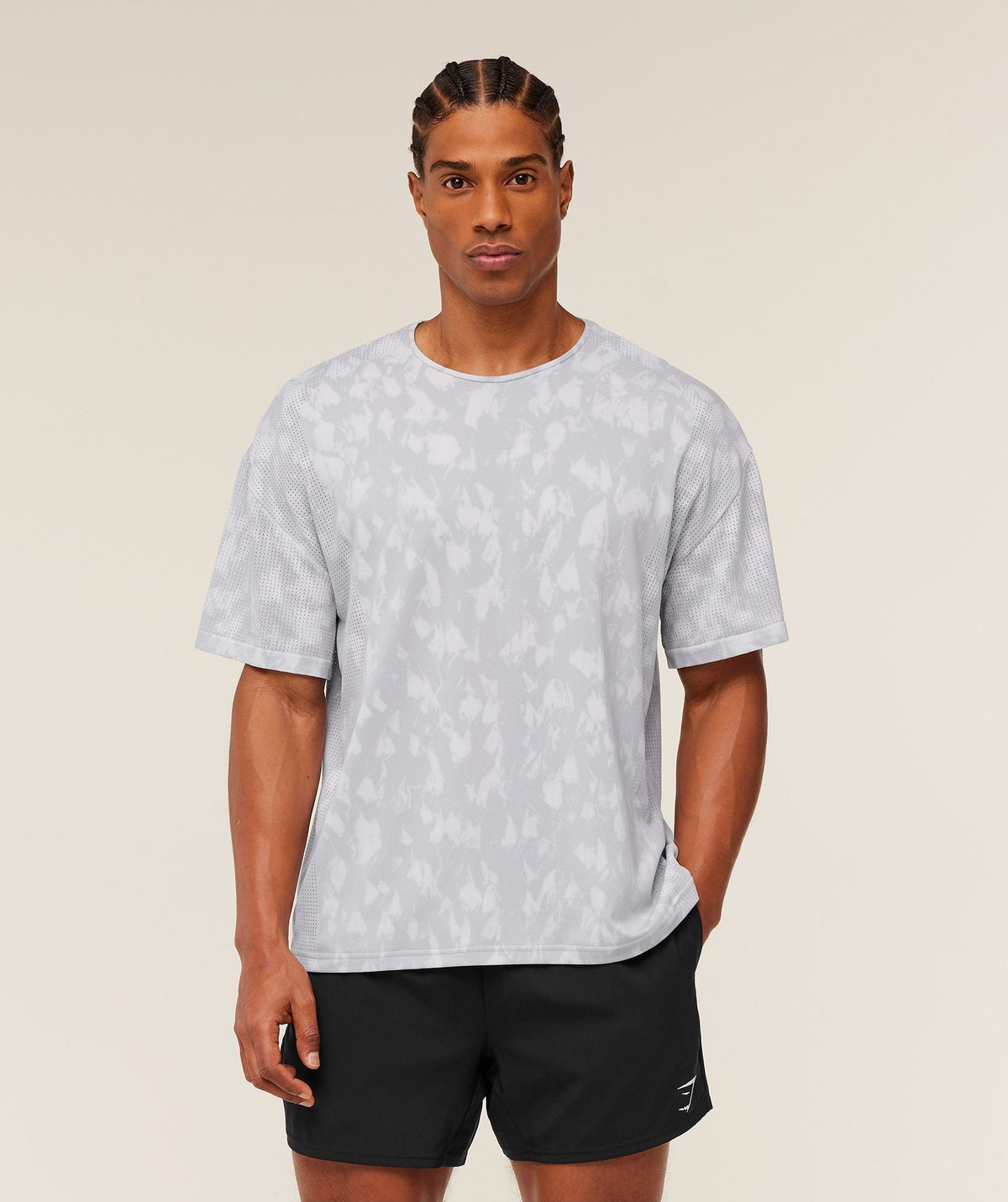 Gymshark Distance Seamless Tee - Light Grey/Acid Wash