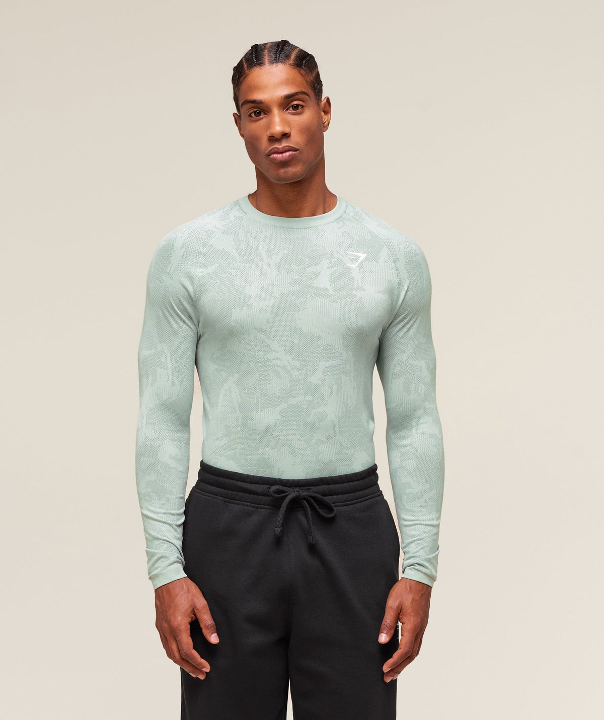 Gymshark Geo Seamless Long Sleeve Tee - Morning Blue/Celeste Blue