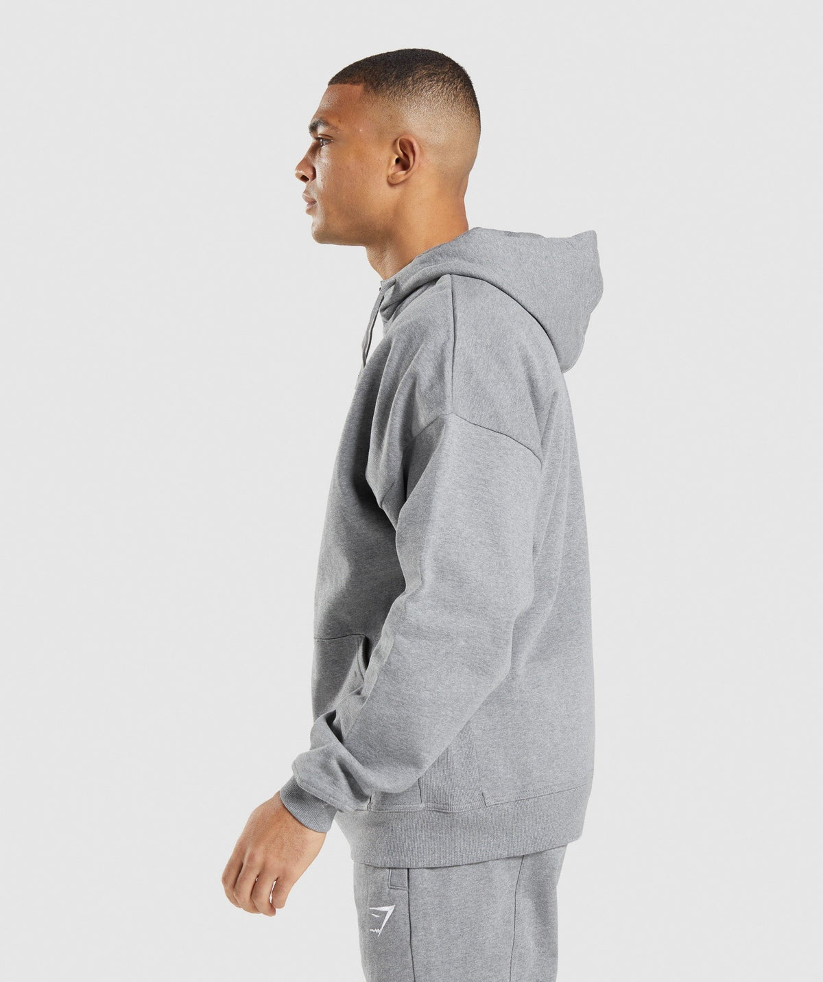 Gymshark Essential Oversized Zip Up Hoodie - Charcoal Core Marl