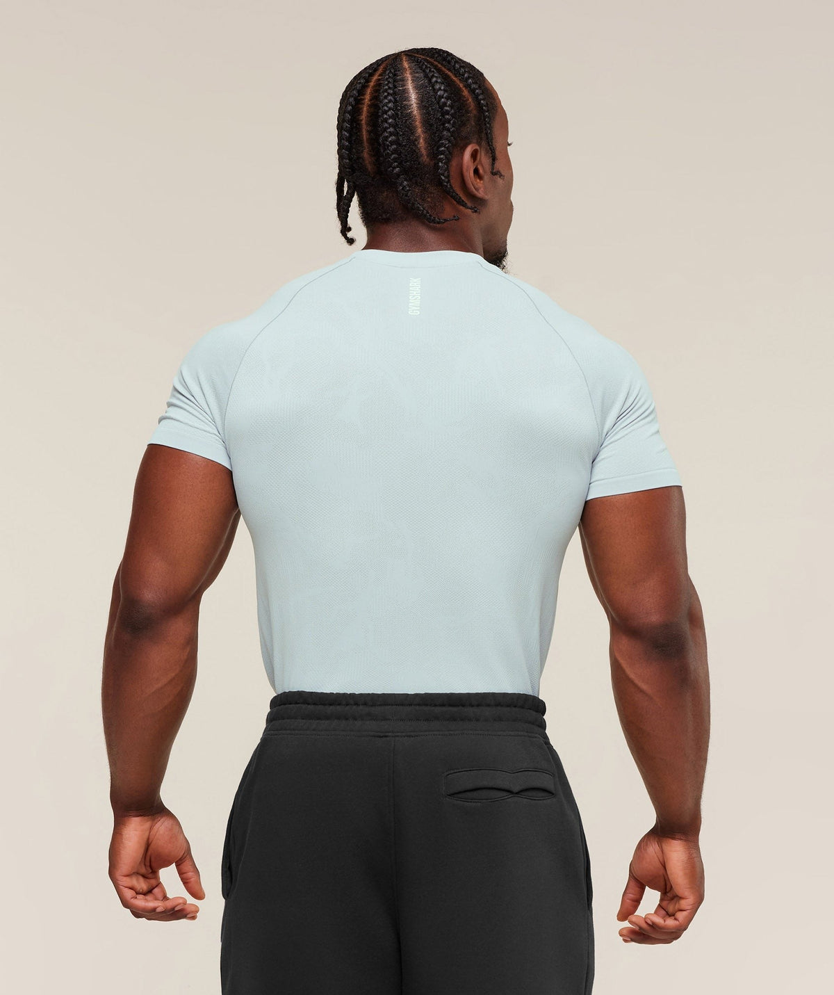 Gymshark Geo Seamless Tee - Smoke Blue/Soft White