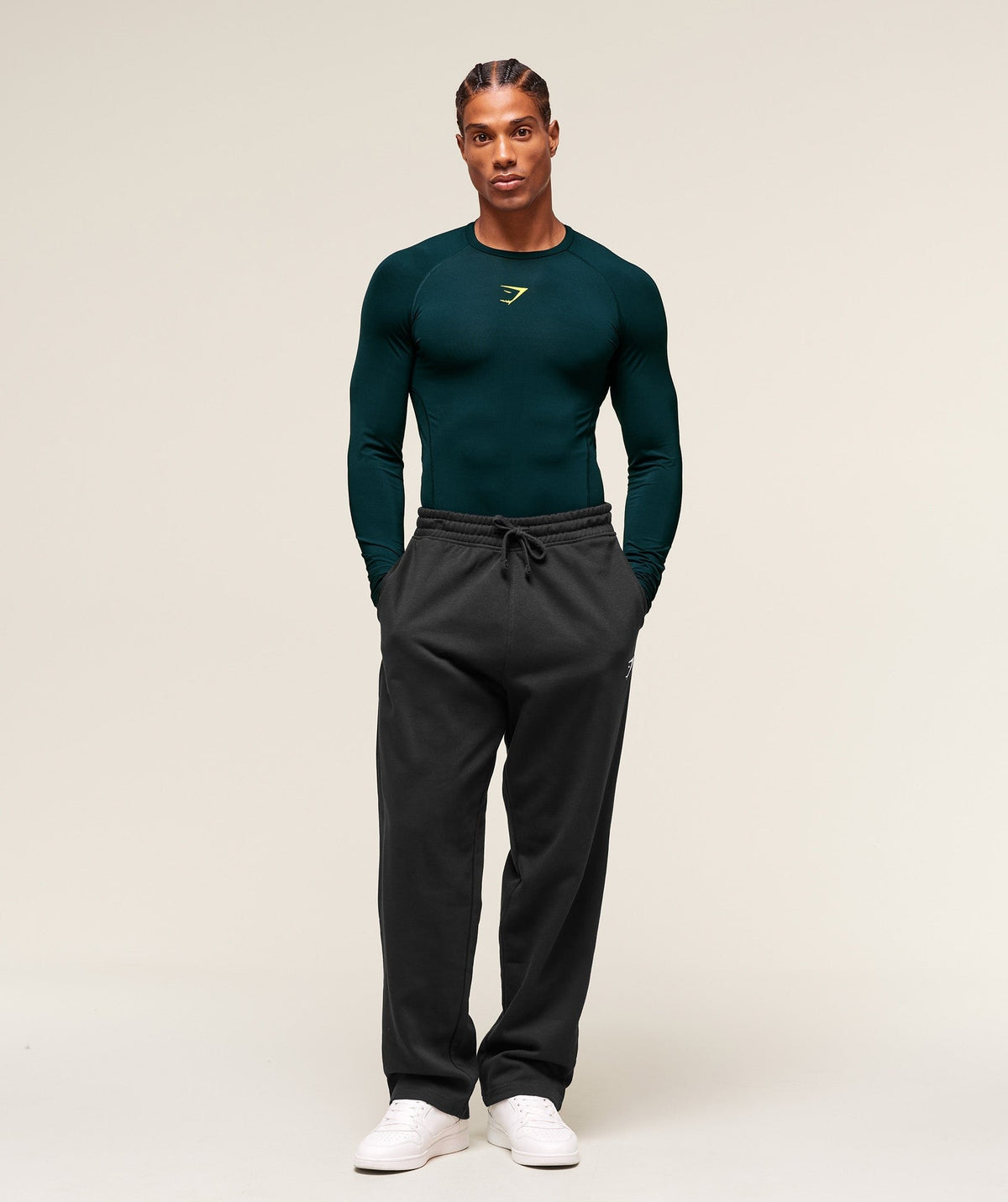 Gymshark Element Baselayer Long Sleeve Tee - Deep Petrol Blue/Sorbet Yellow
