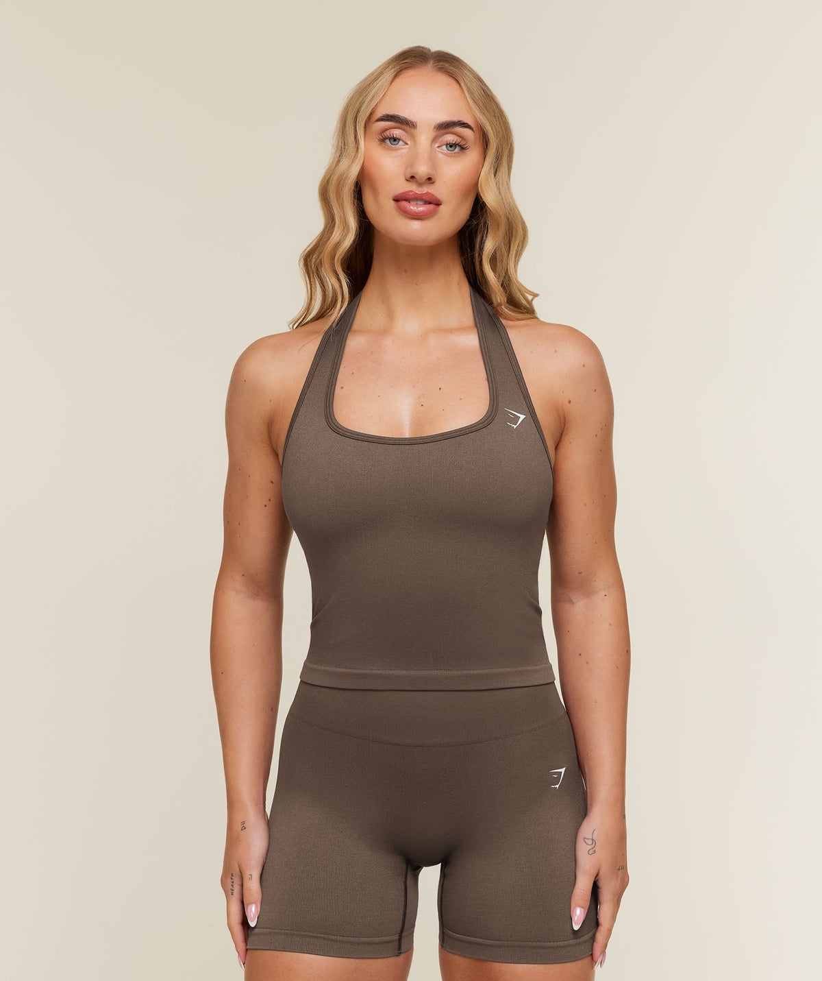 Gymshark Adapt Solid Halter Neck Tank - Soft Brown