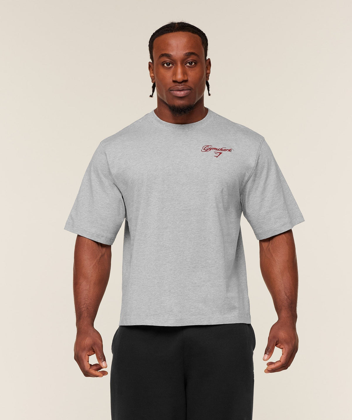 Gymshark Eagle Script Graphic Tee - Light Grey Core Marl